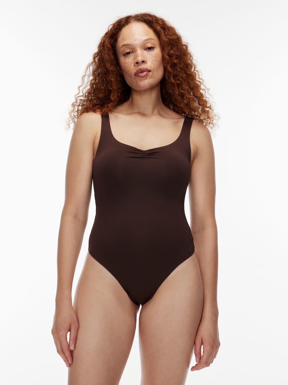 Babaton Brown Scoop Neck Bodysuit